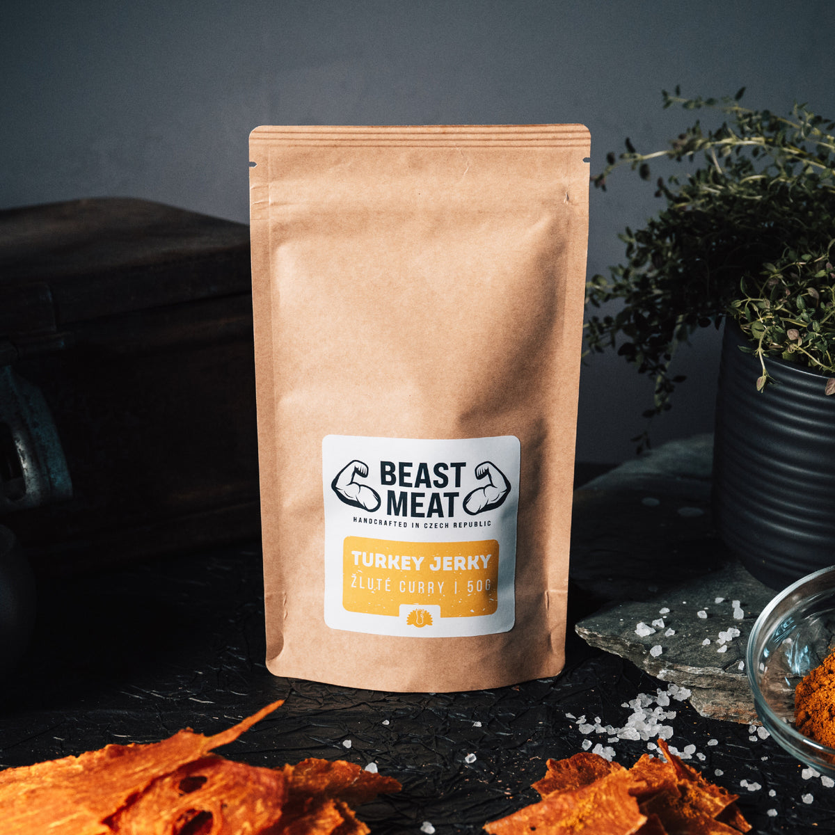 Krůtí jerky - Žluté curry 50g