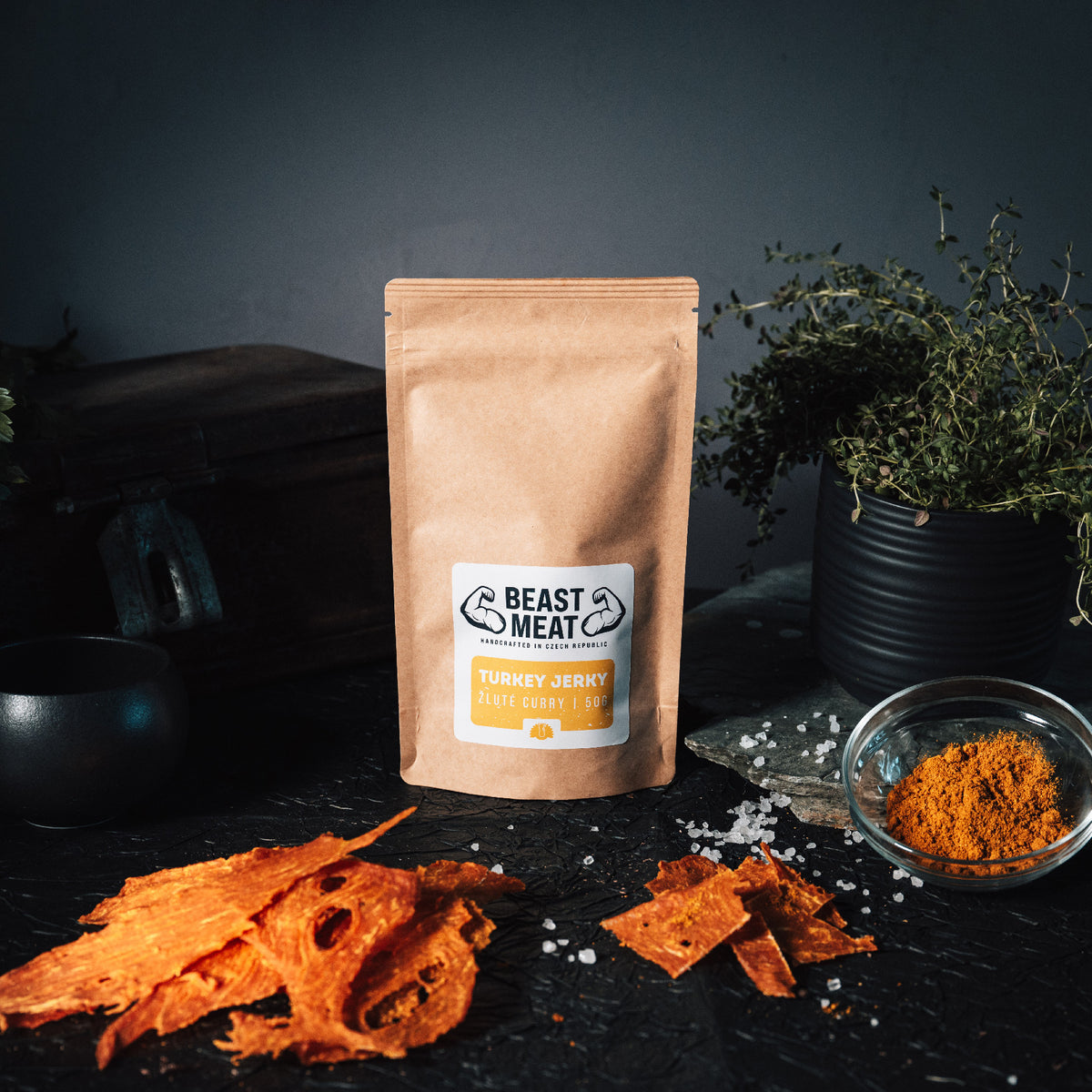 Krůtí jerky - Žluté curry 50g